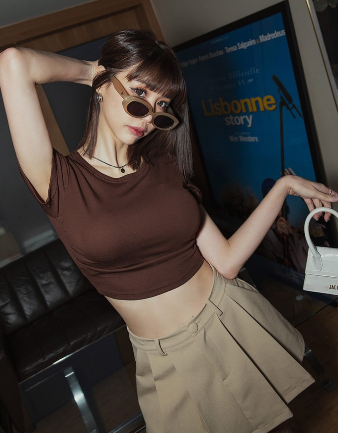Fantastially Busty Short-Sleeved Bra Top