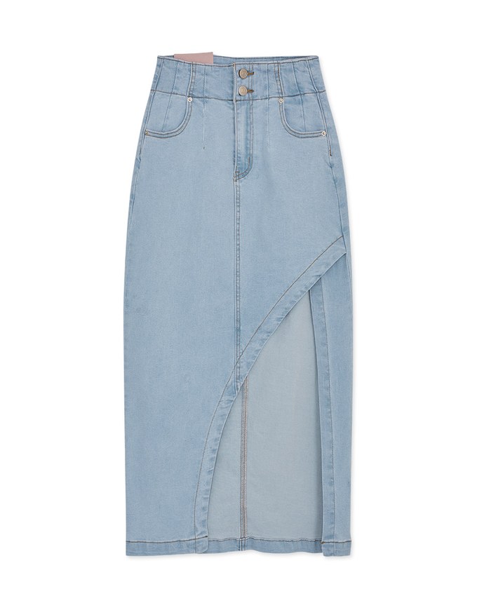 No Filter Irregular Cut Slim Fit Denim Skirt