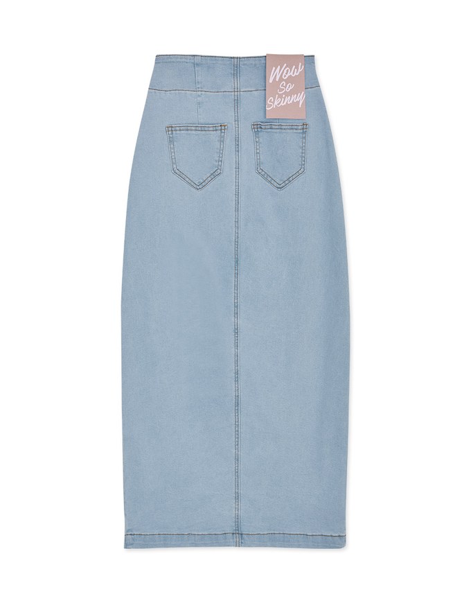 No Filter Irregular Cut Slim Fit Denim Skirt