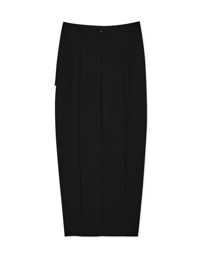 High Waist Elastic Side Slit Long Skirt