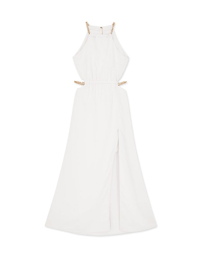 Gold Chain Hollow Slit Long Dress