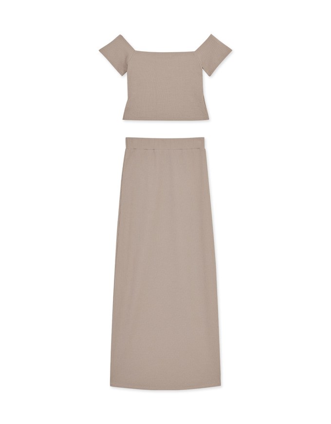 Paneled Slit Knit Suit Set