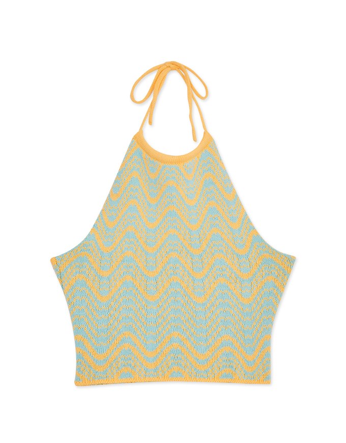 Halter Lace-Up Knit Tank Top
