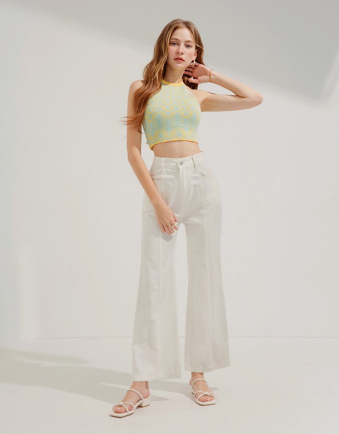 Halter Lace-Up Knit Tank Top
