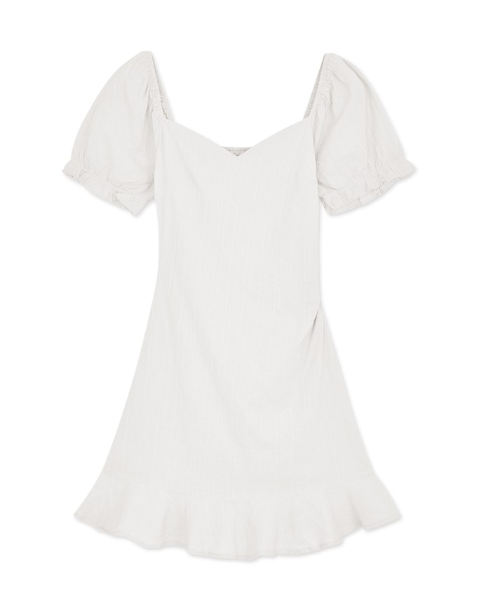 Peach Heart Neck Mermaid Short Sleeve Dress