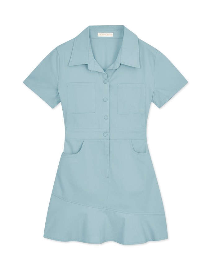 Lapel Button Fishtail Mini Dress