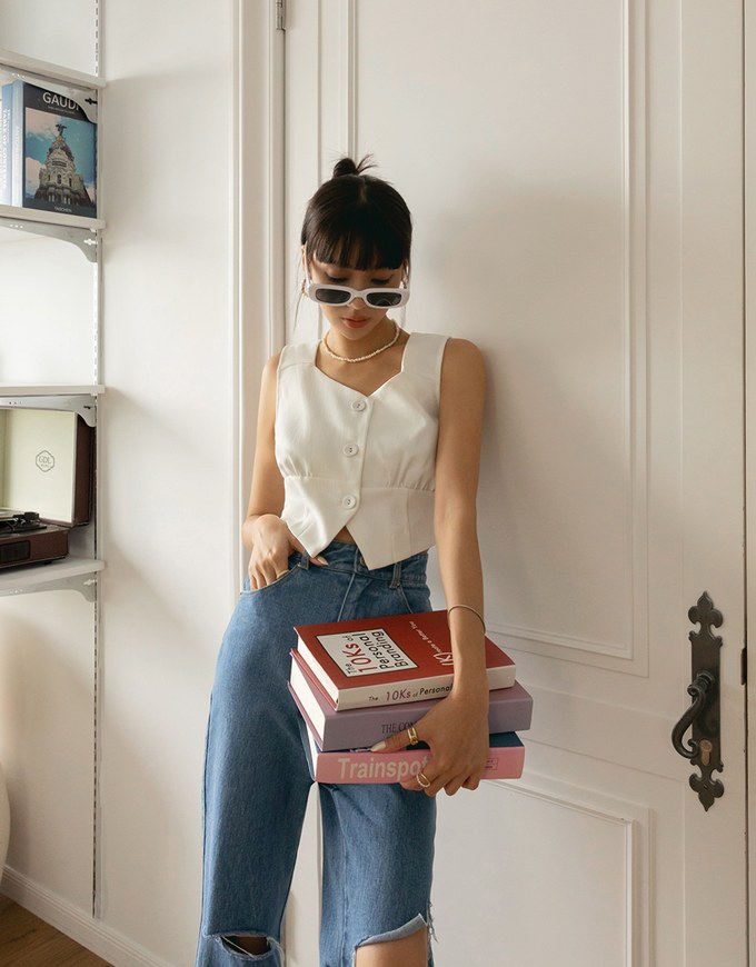 Tweed Scrunch Crop Tank Top