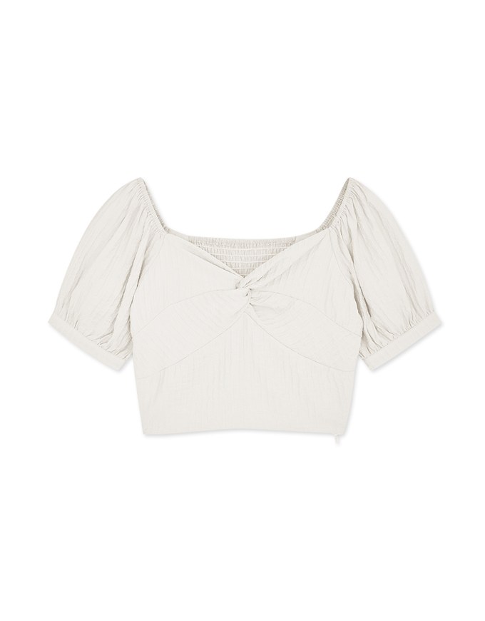 Puff Sleeve Scrunch Checkered Top