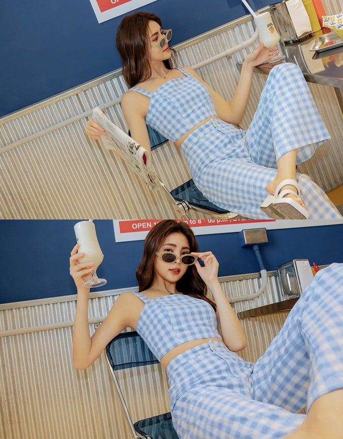 Versatile Checkered Crop Tank Top