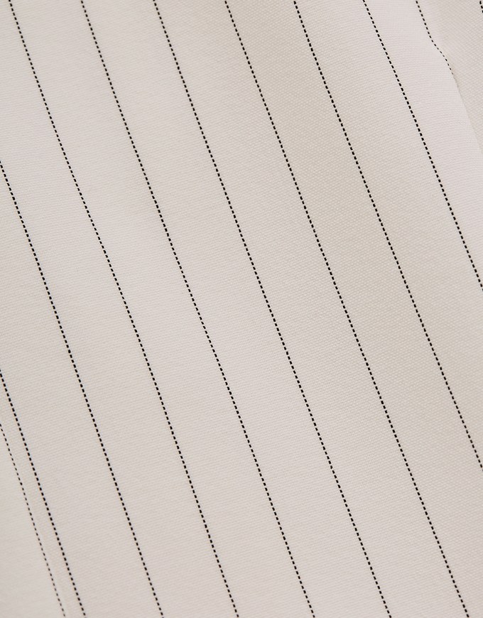 Open Collar Striped Belted Suit Top (With Shoulder Pads)