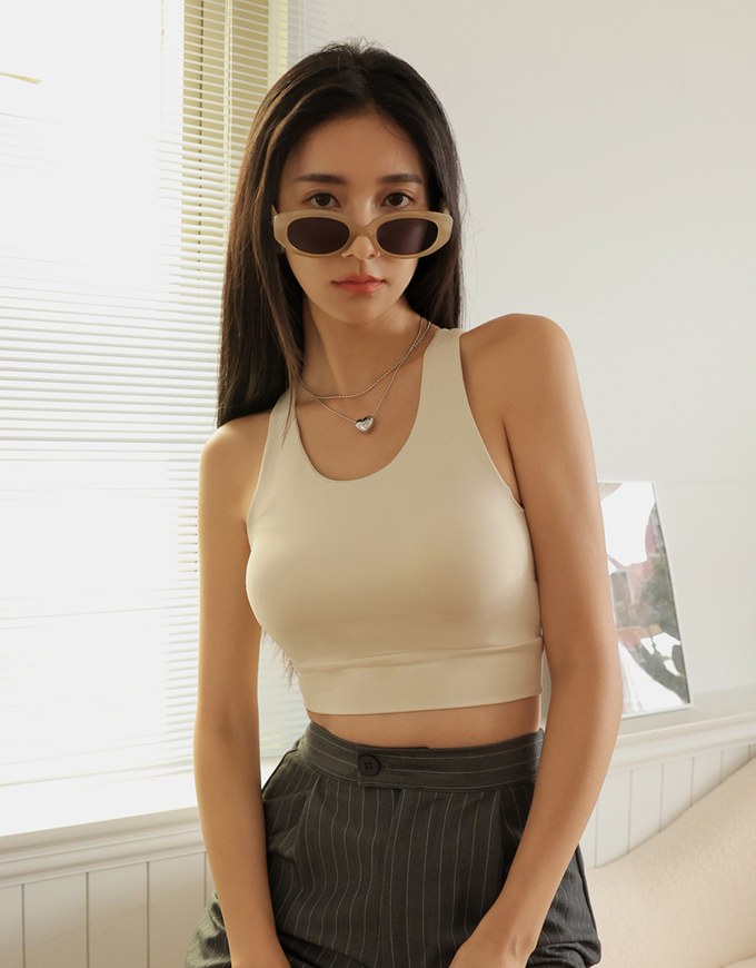 【Air 2.0】Cooling Hollowed Back Tank Bra Top ( With Padding)