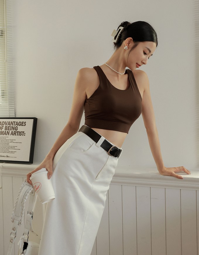 【Air 2.0】Cooling Hollowed Back Tank Bra Top ( With Padding)