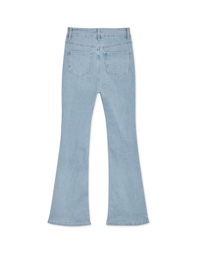 Double Button Stitched Denim Trumpet Pants