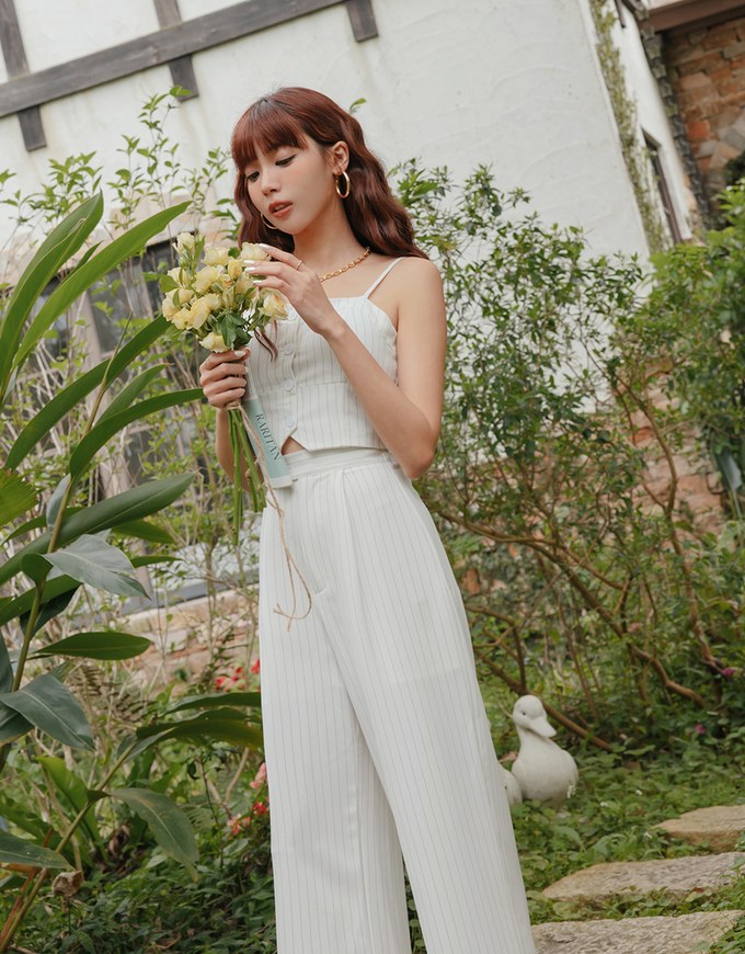 Edgy Chic Suit Pants Set Wear (With Padding)