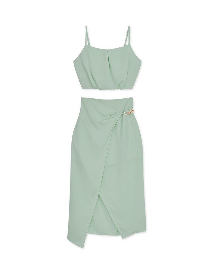 Chiffon Cami Top + Slit Skirt Set
