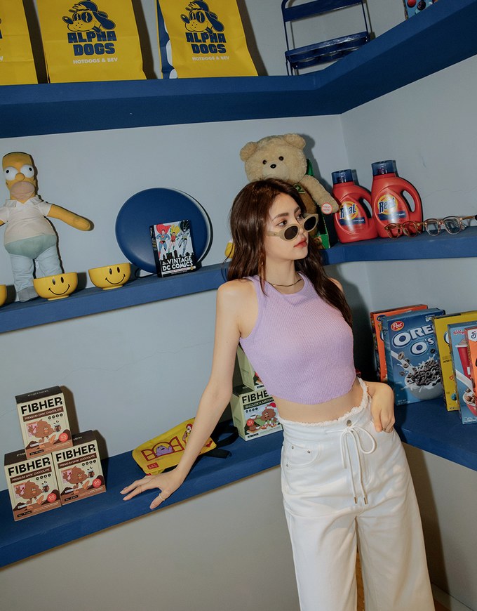 Plain Color Knit Crop Tank Top