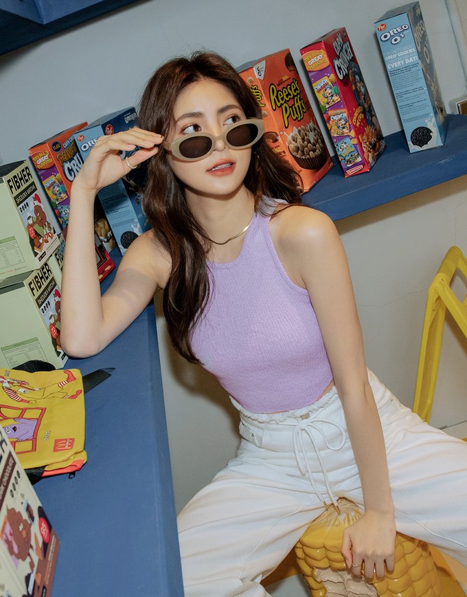 Plain Color Knit Crop Tank Top