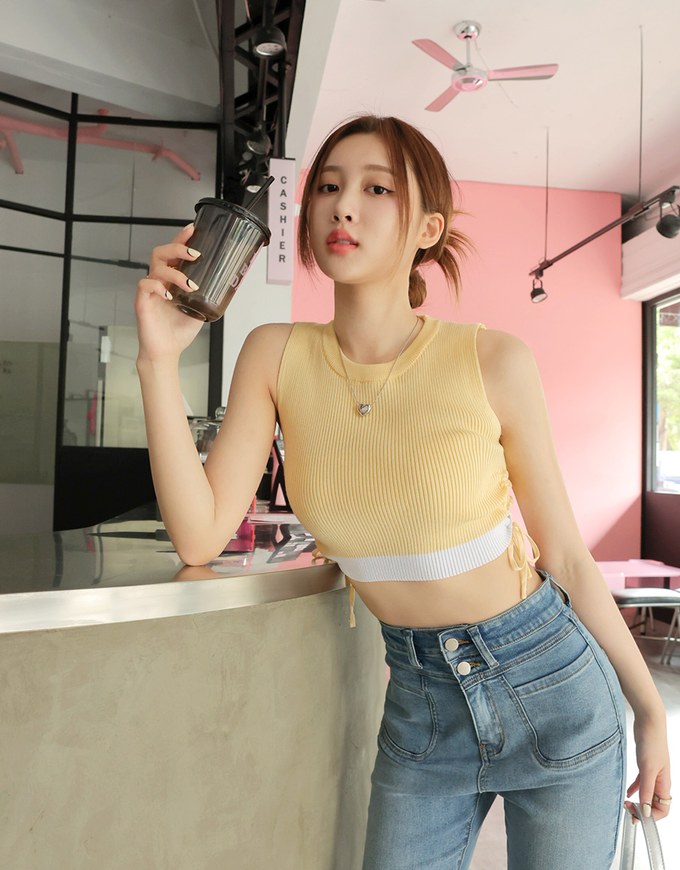 Side Drawstring Crop Tank Top