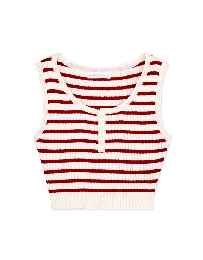 Striped Button Up Crop Tank Top