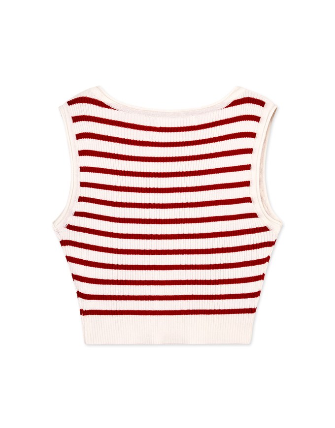 Striped Button Up Crop Tank Top