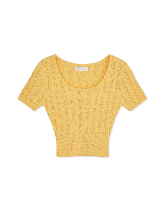 Braided Textured Short Sleeve Top