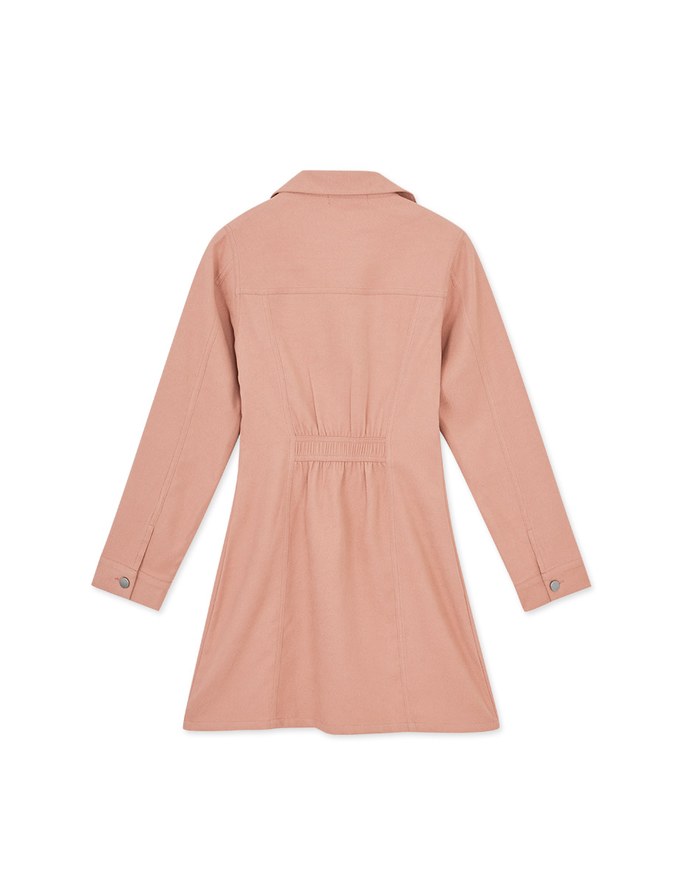 Peach Velvet Zipper Short Dress