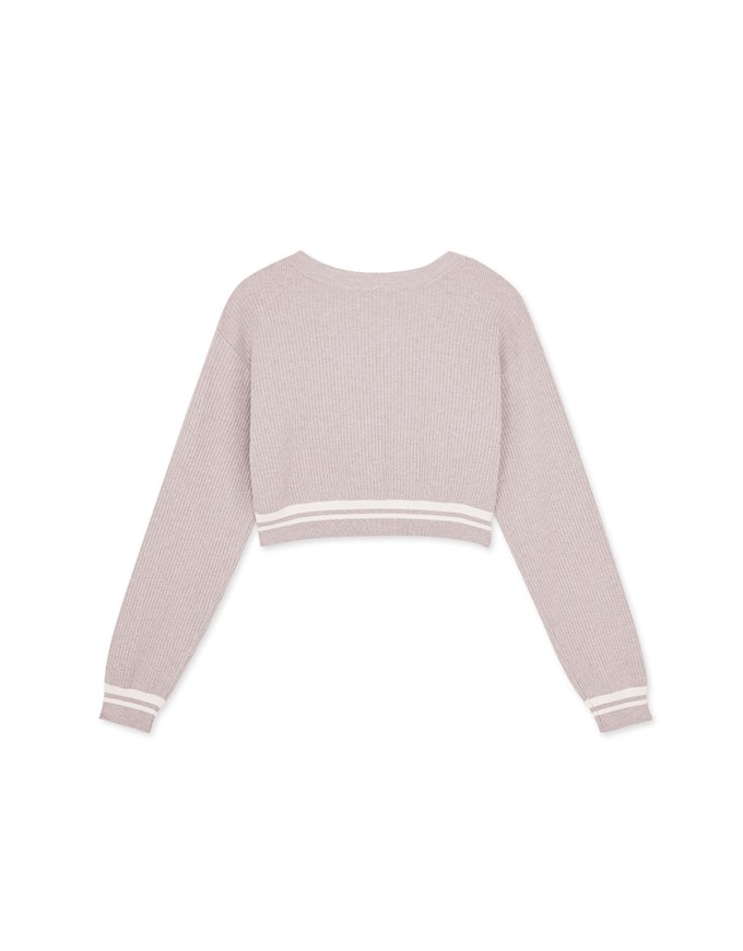 V-Neck Rolled Hem Knitted Top