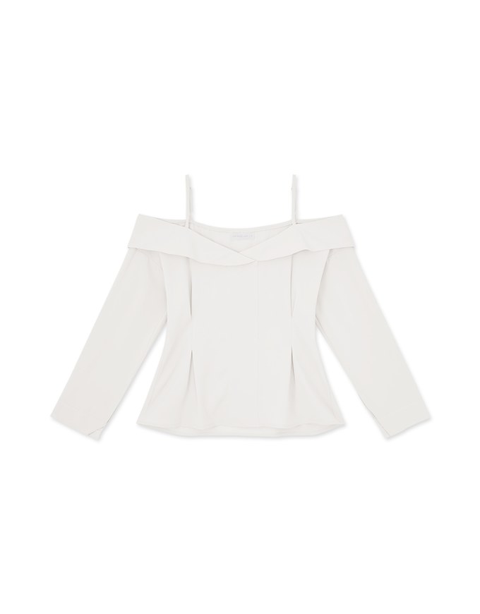 Off Shoulder Thin Strap Ruffled Hem Top