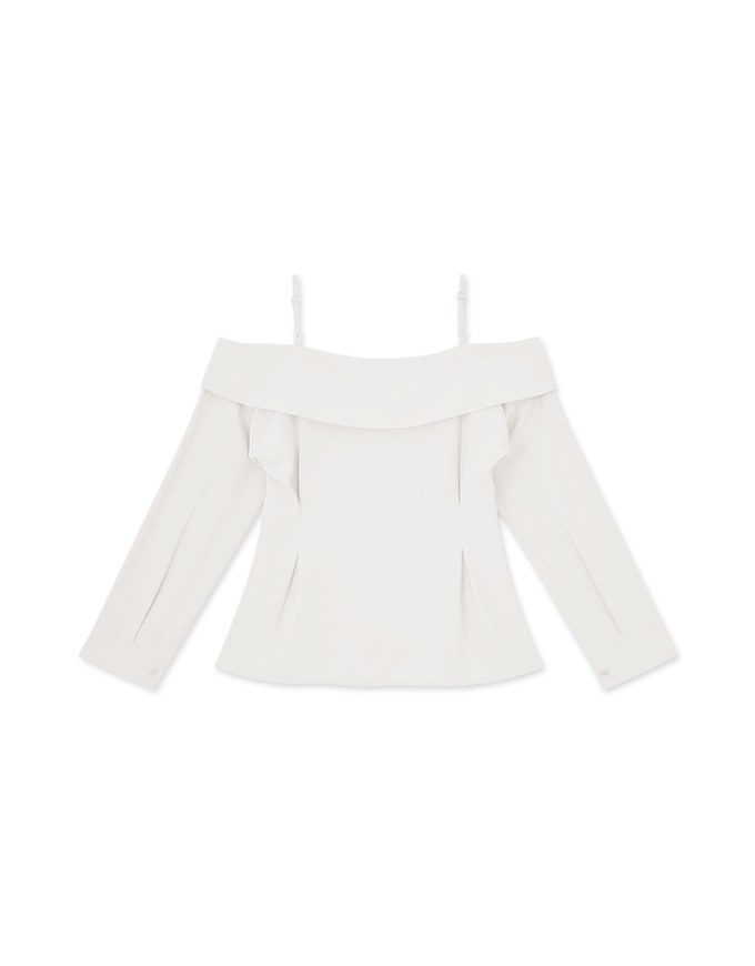 Off Shoulder Thin Strap Ruffled Hem Top