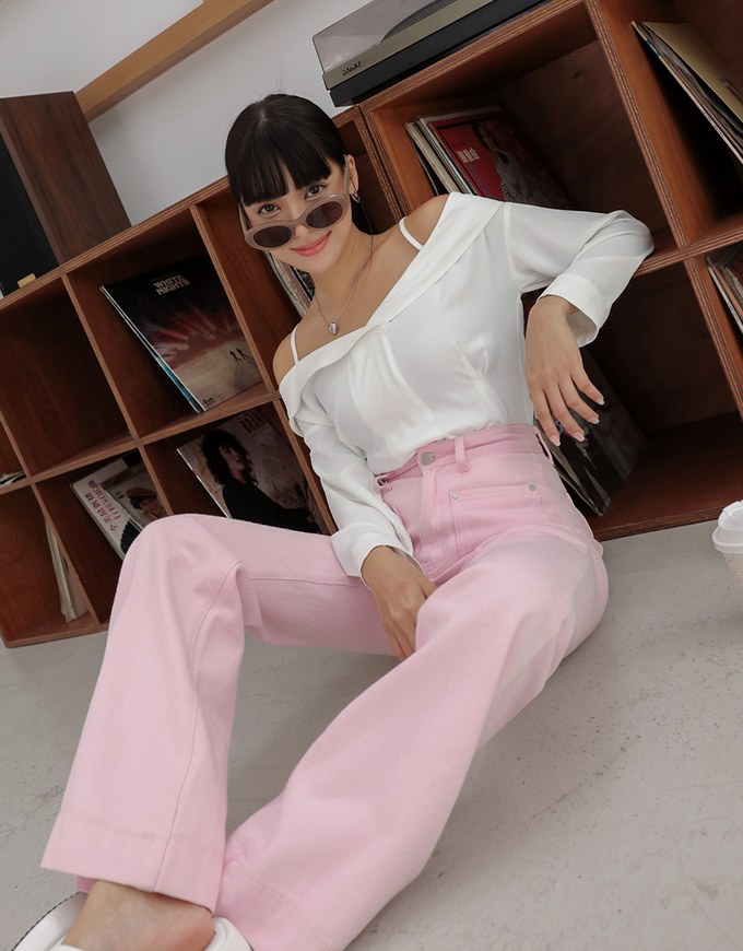 Off Shoulder Thin Strap Ruffled Hem Top