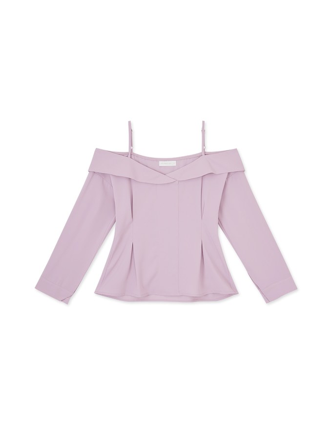 Off Shoulder Thin Strap Ruffled Hem Top