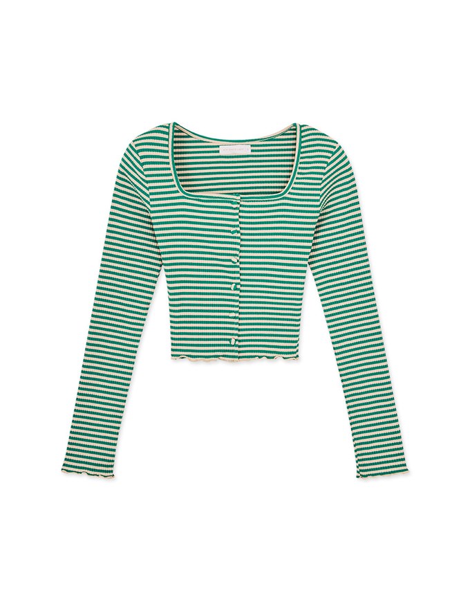 Striped Square Neck Top (With Shoulder Pads)