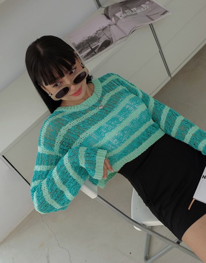 Two Tone Cropped Knit Top