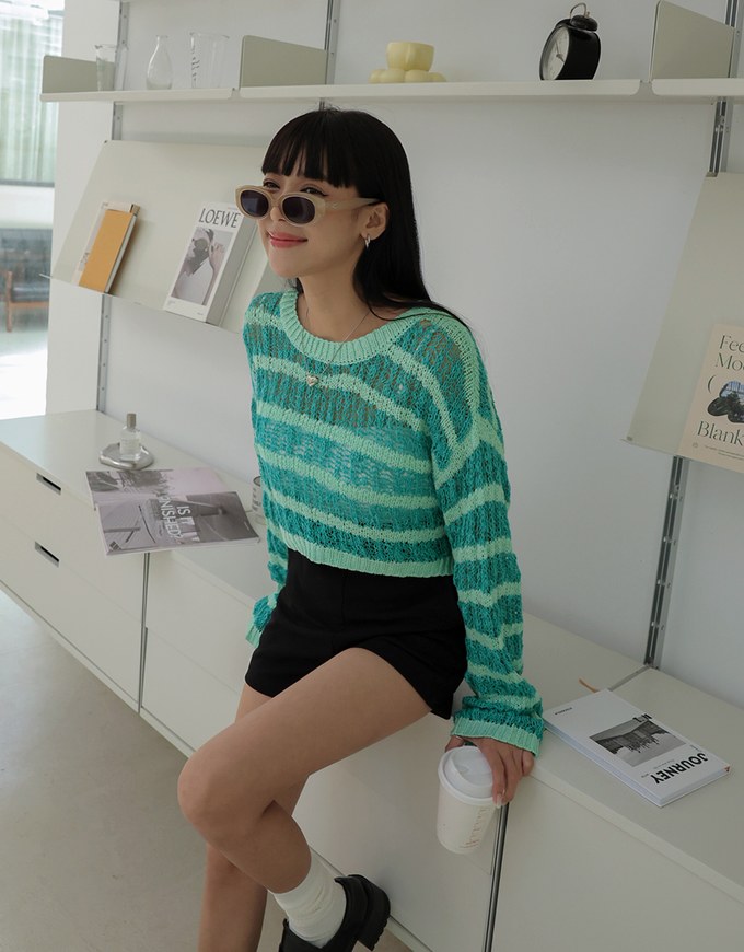 Two Tone Cropped Knit Top
