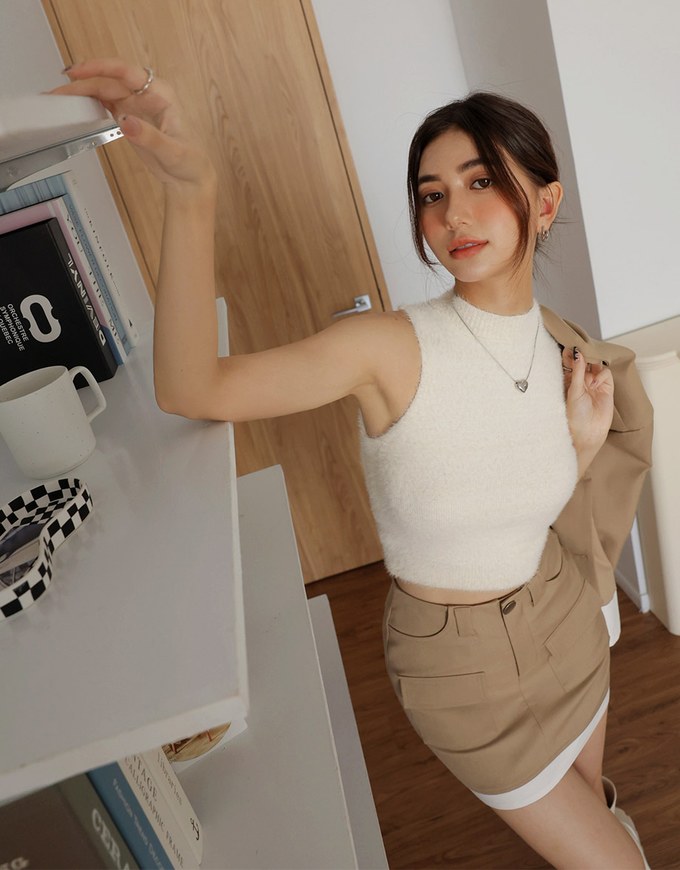 Plush Knitted Crop Tank Top