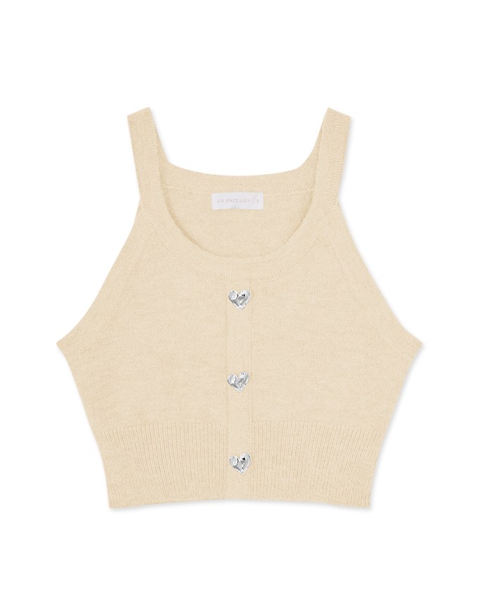 Love Shape Button Knitted Cami Top
