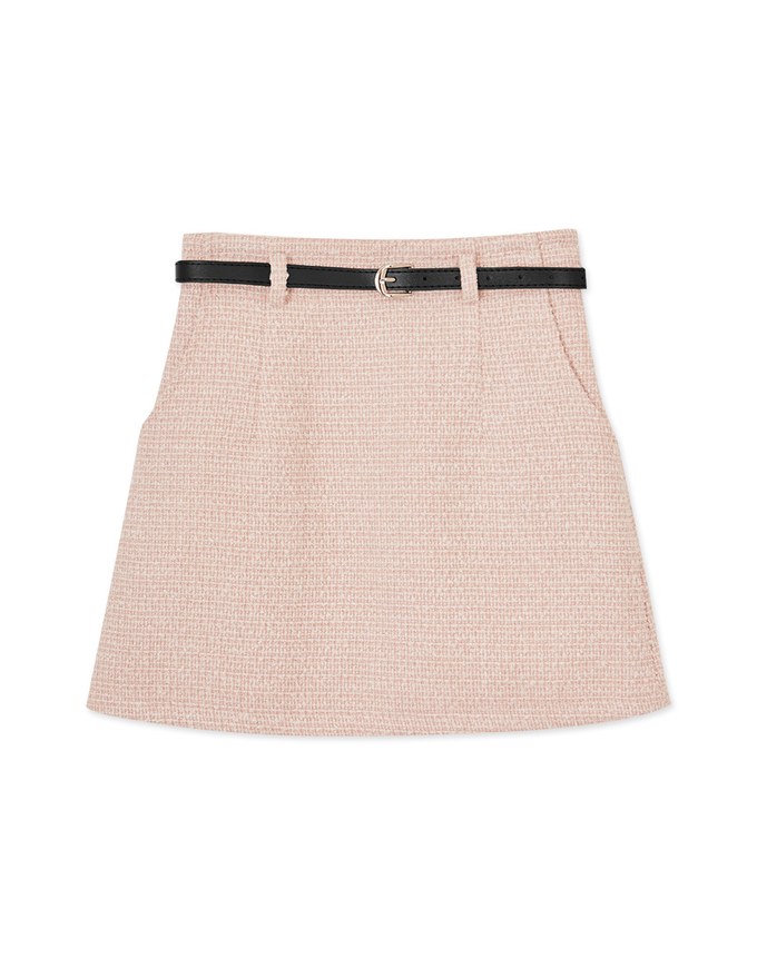 Glitter Tweed Mini Skirt (With Belt)