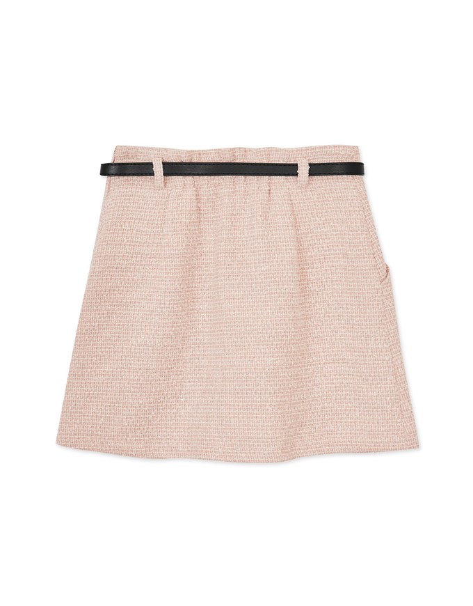 Glitter Tweed Mini Skirt (With Belt)