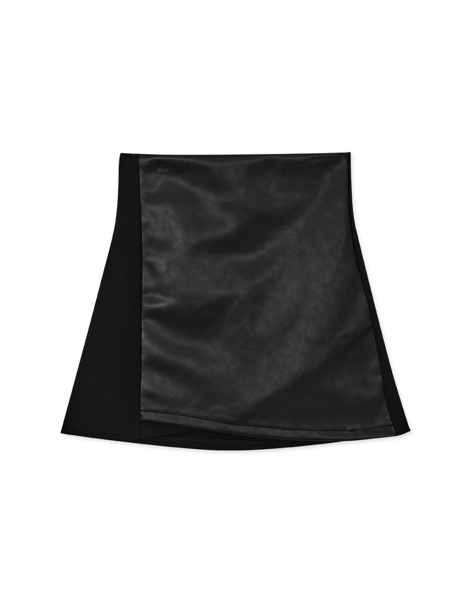 Mixed Material Splice Leather Skirts