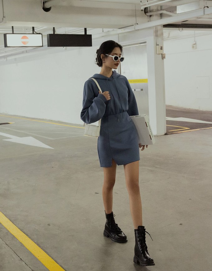 Casual Cotton Hooded Short Dress