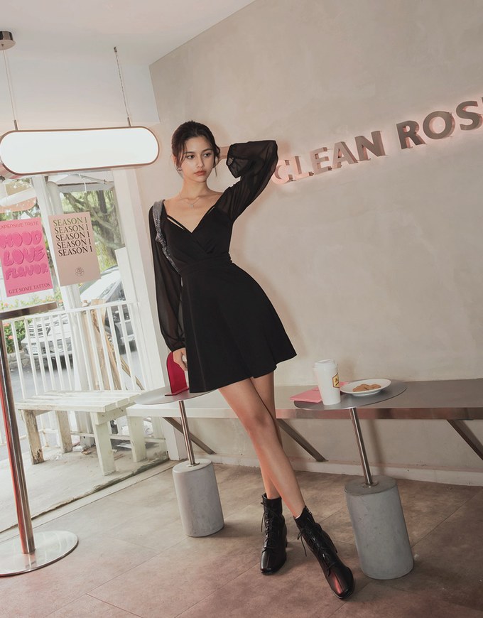 Sexy Sheer Short Dress (With Padding)