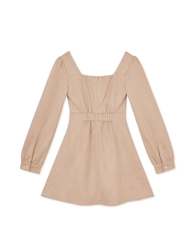 Elegant Heart Neck Suede Mini Dress