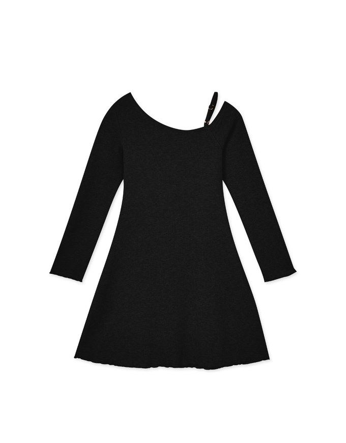 One Shoulder Lettuce Edge Mini Dress (With Padding)