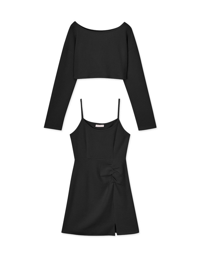 Two-Piece Off Shoulder Slit Dress