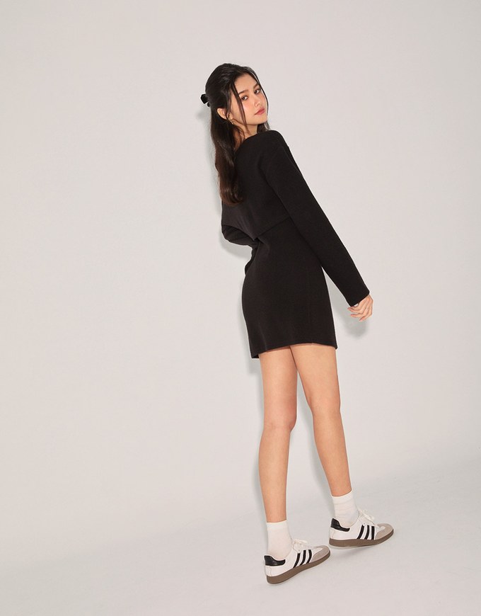 Two-Piece Off Shoulder Slit Dress