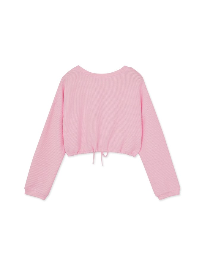 Slant Shoulder Casual Drawstring Top