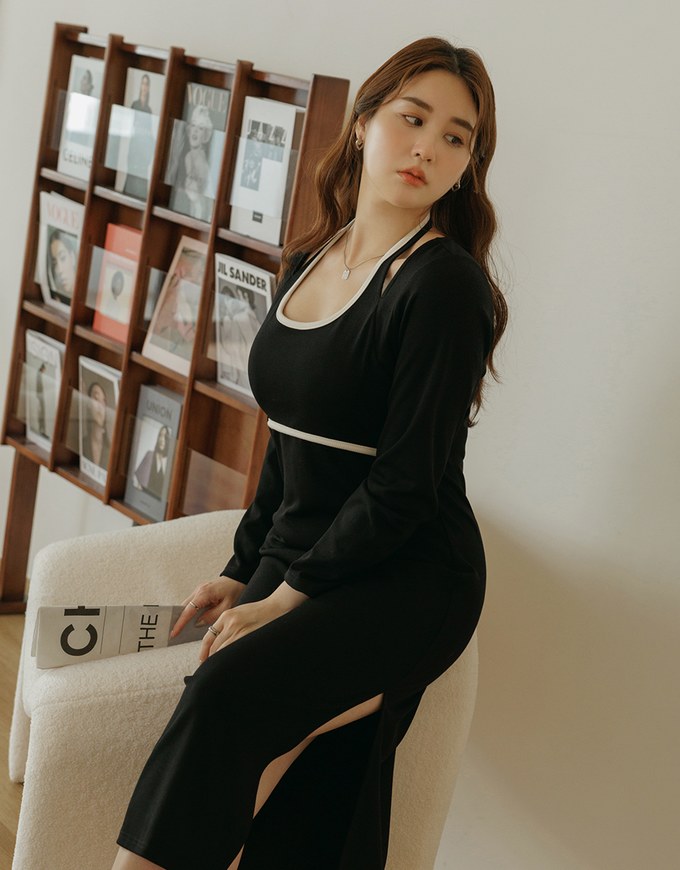 Halter Neck Hollow Knitted Maxi Dress