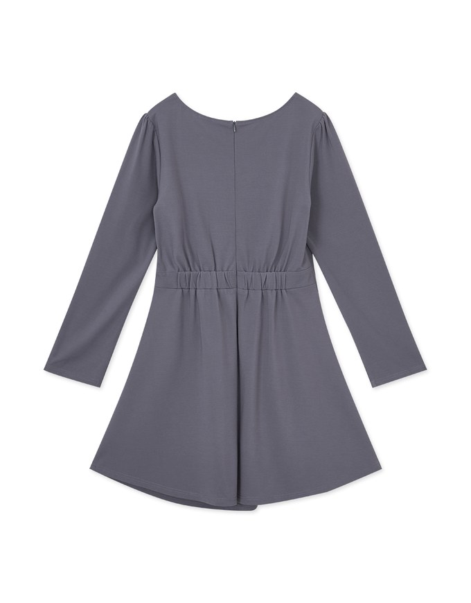 Elegant Square Neck Side Scrunch Mini Dress