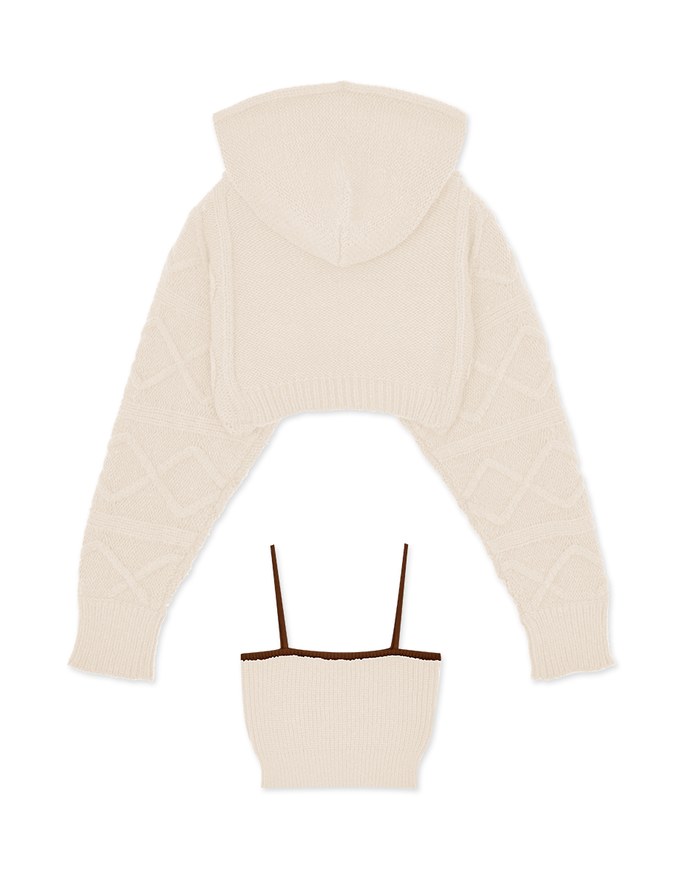 Knitted Hooded Set Wear