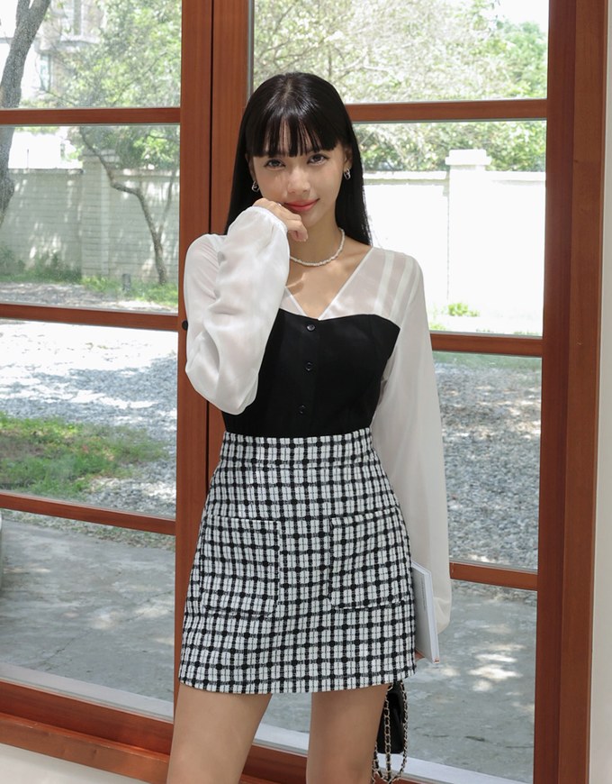 Chiffon Sheer Patchwork Top